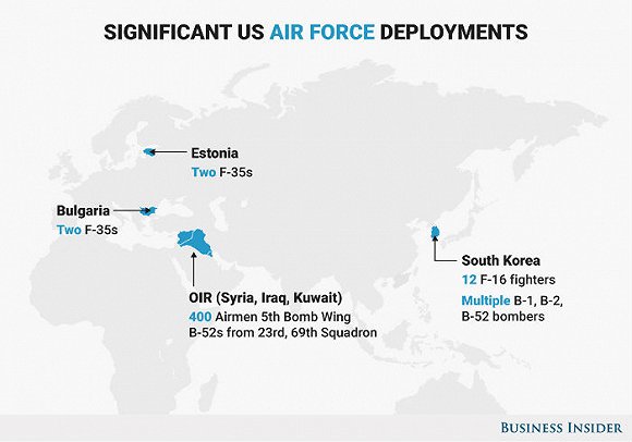 这是美军在全球热点的兵力部署地图