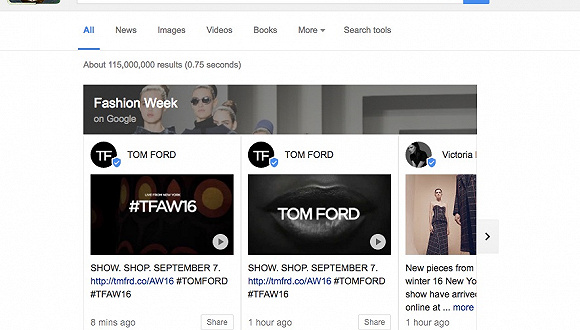 Google推出“Fashion Week on Google”新项目提升时装周曝光新渠道