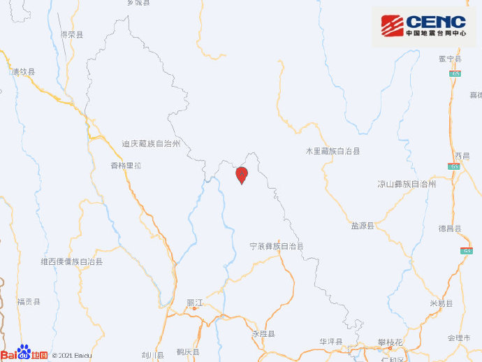云南丽江市宁蒗县附近发生5.1级左右地震