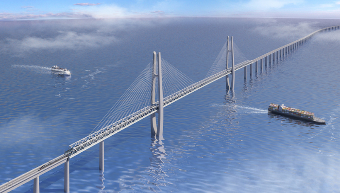 世界最长跨海高速铁路桥海上工程正式开工