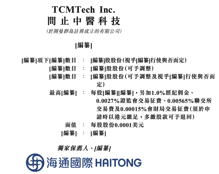 问止中医科技向港交所递交上市申请