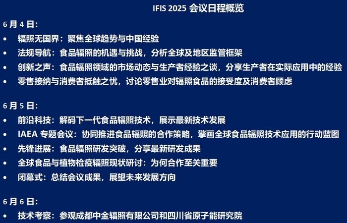 第三届国际食品辐照加工研讨会（IFIS 2025）将于成都召开 全球专家共议食品辐照技术发展