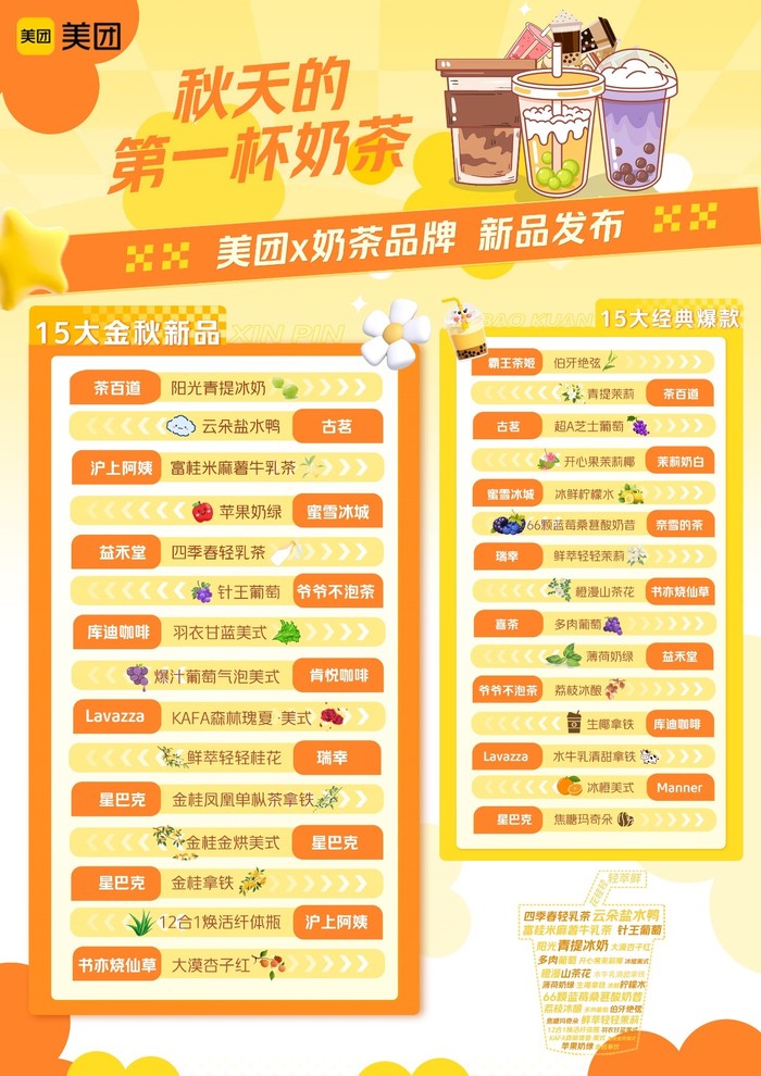 今年“秋天第一杯奶茶”，美团联合100家品牌请消费者尝“新”