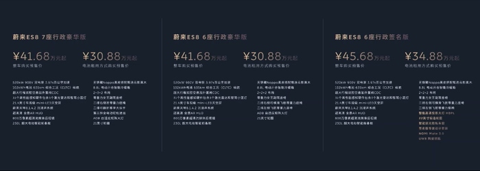 蔚来新款ES8车型预售价公布，电池租用方案30.88万起|界面新闻 · 快讯-第1张图片-催听迷商品网上购买网站货到付款渠道官网店在线网上购买网站在线售卖喷雾用品官网强效类药品交易正品网店渠道批发价格订购物