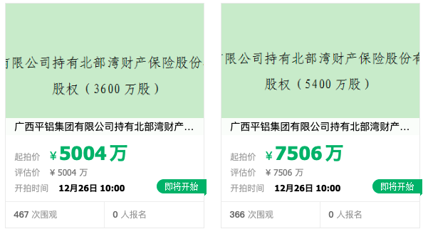 三年三笔股权拍卖！北部湾财险9000万股寻买家，经营业绩起伏大