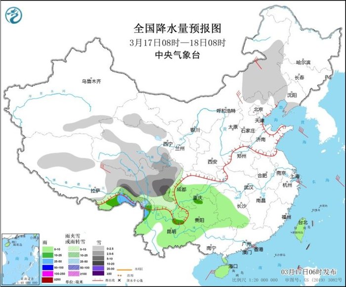 中央气象台：内蒙古华北多大风天气，四川西藏警惕降雪影响|界面新闻 · 快讯