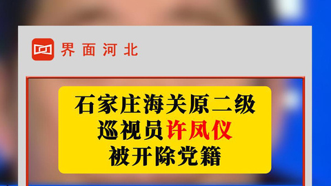 石家庄海关原二级巡视员许凤仪被开除党籍