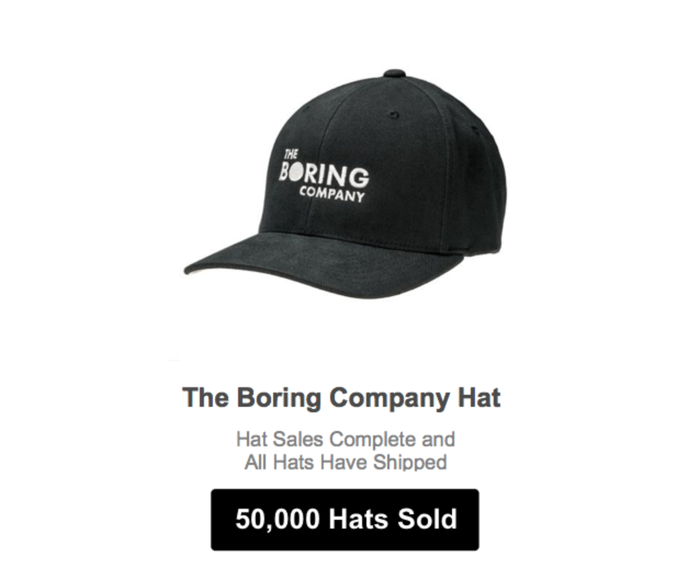 the boring company hat for sale